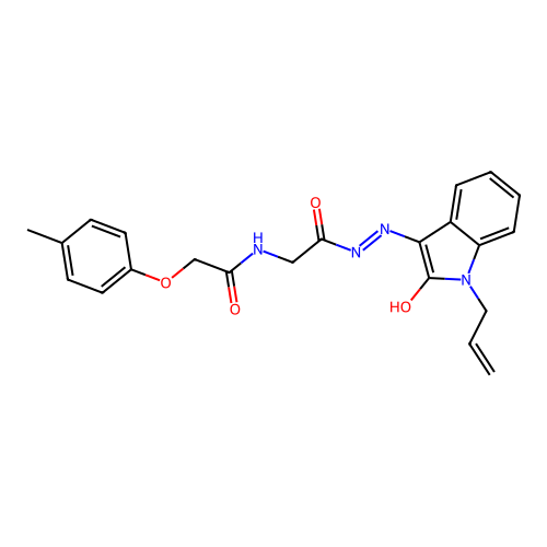 (Z)-N-(2-(2-(1-allyl-2-oxoindolin-3-ylidene)hydrazinyl)-2-oxoethyl)-2-(p-tolyloxy)acetamide structure