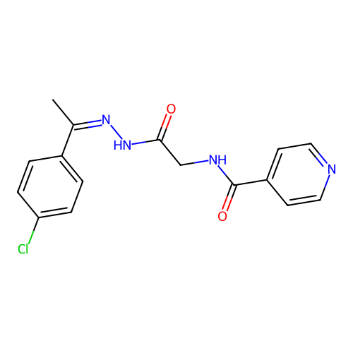 N-[2-[(2Z)-2-[1-(4-chlorophenyl)ethylidene]hydrazinyl]-2-oxoethyl]pyridine-4-carboxamide structure