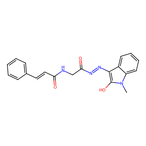 N-(2-((Z)-2-(1-methyl-2-oxoindolin-3-ylidene)hydrazinyl)-2-oxoethyl)cinnamamide structure