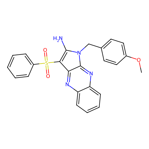 1-(4-methoxybenzyl)-3-(phenylsulfonyl)-1H-pyrrolo[2,3-b]quinoxalin-2-amine structure