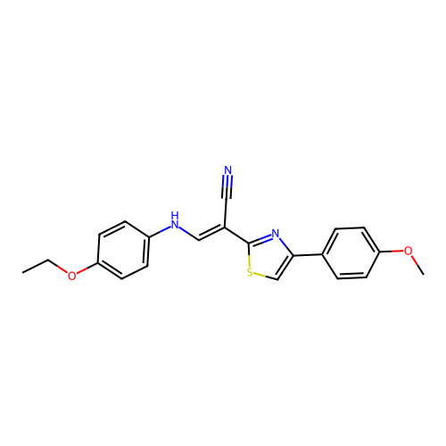 (E)-3-((4-ethoxyphenyl)amino)-2-(4-(4-methoxyphenyl)thiazol-2-yl)acrylonitrile structure