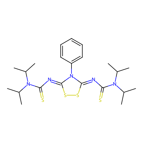Thiourea, N,N''-(4-phenyl-1,2,4-dithiazolidine-3,5-diylidene structure