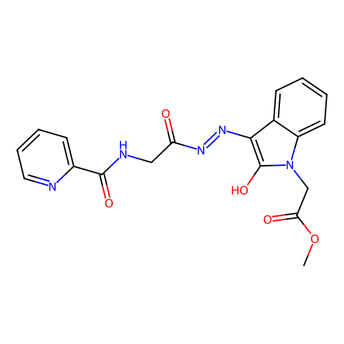METHYL 2-[(3E)-2-OXO-3-({2-[(PYRIDIN-2-YL)FORMAMIDO]ACETAMIDO}IMINO)-2,3-DIHYDRO-1H-INDOL-1-YL]ACETATE structure
