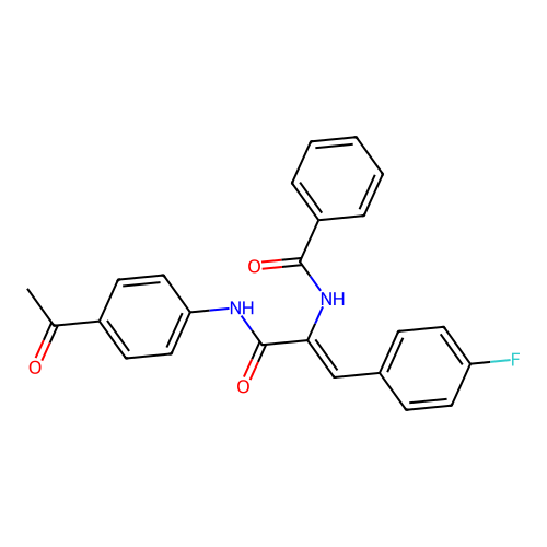 (Z)-N-(3-((4-acetylphenyl)amino)-1-(4-fluorophenyl)-3-oxoprop-1-en-2-yl)benzamide structure