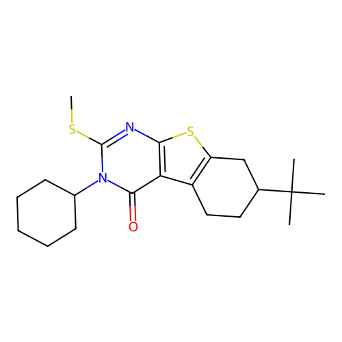 7-(tert-butyl)-3-cyclohexyl-2-(methylthio)-5,6,7,8-tetrahydrobenzo[4,5]thieno[2,3-d]pyrimidin-4(3H)-one structure