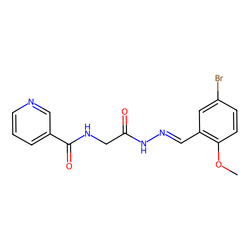 (E)-N-(2-(2-(5-bromo-2-methoxybenzylidene)hydrazinyl)-2-oxoethyl)nicotinamide structure