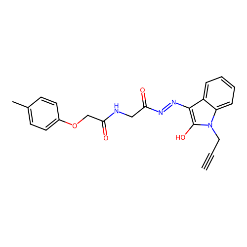 (Z)-N-(2-oxo-2-(2-(2-oxo-1-(prop-2-yn-1-yl)indolin-3-ylidene)hydrazinyl)ethyl)-2-(p-tolyloxy)acetamide structure