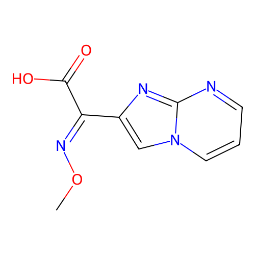 (2E)-imidazo[1,2-a]pyrimidin-2-yl(methoxyimino)ethanoic acid structure