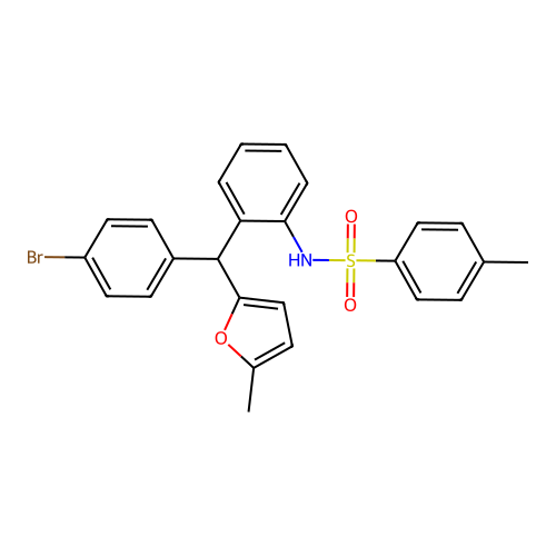 N-(2-((4-bromophenyl)(5-methylfuran-2-yl)methyl)phenyl)-4-methylbenzenesulfonamide structure