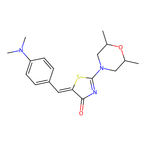 (Z)-5-(4-(dimethylamino)benzylidene)-2-(2,6-dimethylmorpholino)thiazol-4(5H)-one structure