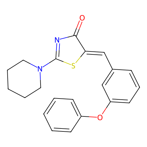 (5Z)-5-(3-phenoxybenzylidene)-2-(piperidin-1-yl)-1,3-thiazol-4(5H)-one structure