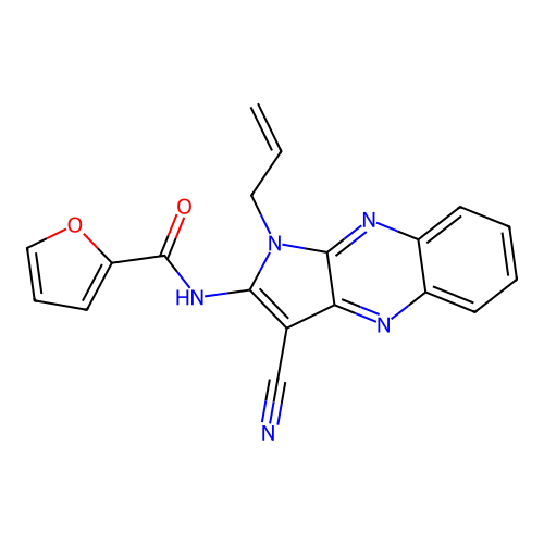 N-(1-allyl-3-cyano-1H-pyrrolo[2,3-b]quinoxalin-2-yl)furan-2-carboxamide structure