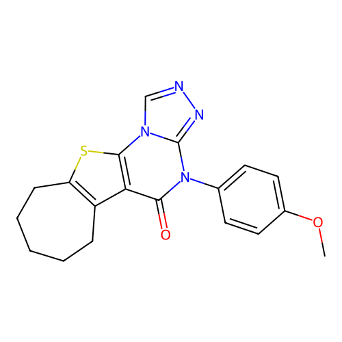 4-(4-methoxyphenyl)-7,8,9,10-tetrahydro-4H-cyclohepta[4,5]thieno[3,2-e][1,2,4]triazolo[4,3-a]pyrimidin-5(6H)-one structure