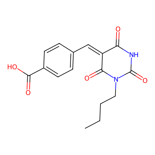 4-[(1-butyl-2,4,6-trioxo-1,3-diazinan-5-ylidene)methyl]benzoic Acid structure