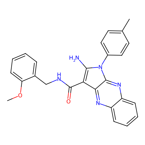 2-amino-N-(2-methoxybenzyl)-1-(4-methylphenyl)-1H-pyrrolo[2,3-b]quinoxaline-3-carboxamide structure