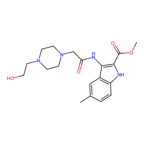 Methyl 3-[[2-[4-(2-hydroxyethyl)piperazin-1-yl]acetyl]amino]-5-methyl-1H-indole-2-carboxylate structure