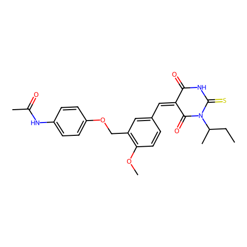 (Z)-N-(4-((5-((1-(sec-butyl)-4,6-dioxo-2-thioxotetrahydropyrimidin-5(2H)-ylidene)methyl)-2-methoxybenzyl)oxy)phenyl)acetamide structure