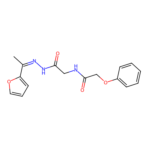N-[1-Furan-2-yl-eth-(Z)-ylidene-hydrazinocarbonylmethyl]-2-phenoxy-acetamide structure