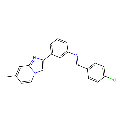 (E)-N-(4-chlorobenzylidene)-3-(7-methylimidazo[1,2-a]pyridin-2-yl)aniline structure