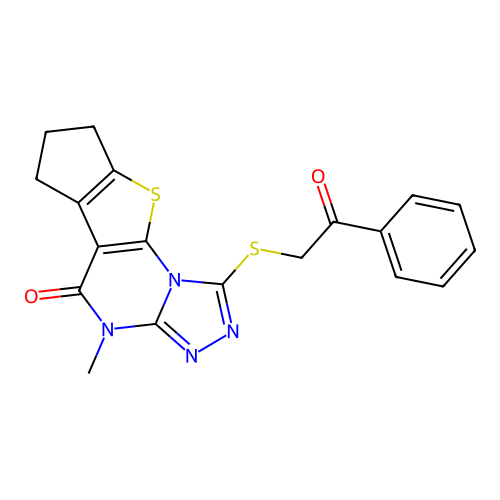 4-methyl-1-((2-oxo-2-phenylethyl)thio)-7,8-dihydro-4H-cyclopenta[4,5]thieno[3,2-e][1,2,4]triazolo[4,3-a]pyrimidin-5(6H)-one structure
