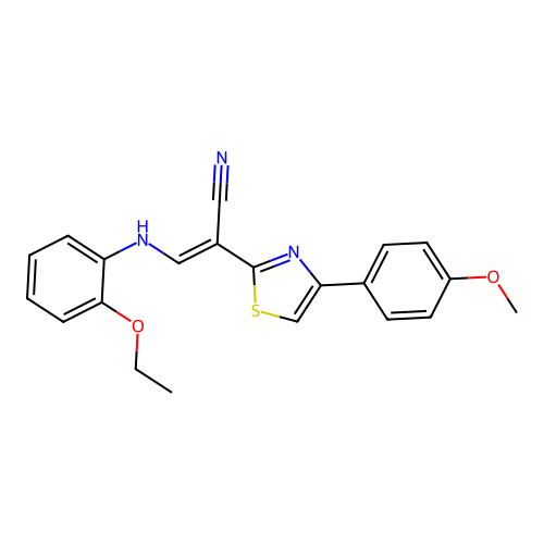 (E)-3-((2-ethoxyphenyl)amino)-2-(4-(4-methoxyphenyl)thiazol-2-yl)acrylonitrile structure