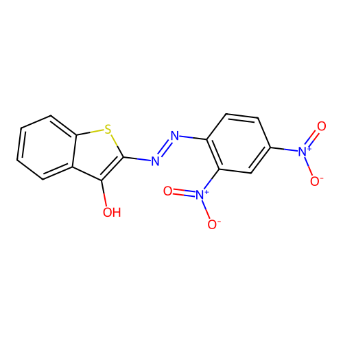 (Z)-2-(2-(2,4-dinitrophenyl)hydrazono)benzo[b]thiophen-3(2H)-one structure