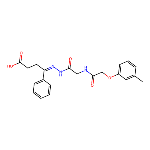 (Z)-4-phenyl-4-(2-(2-(2-(m-tolyloxy)acetamido)acetyl)hydrazono)butanoic acid structure