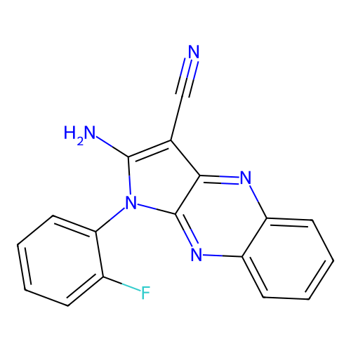 2-amino-1-(2-fluorophenyl)-1H-pyrrolo[2,3-b]quinoxaline-3-carbonitrile structure