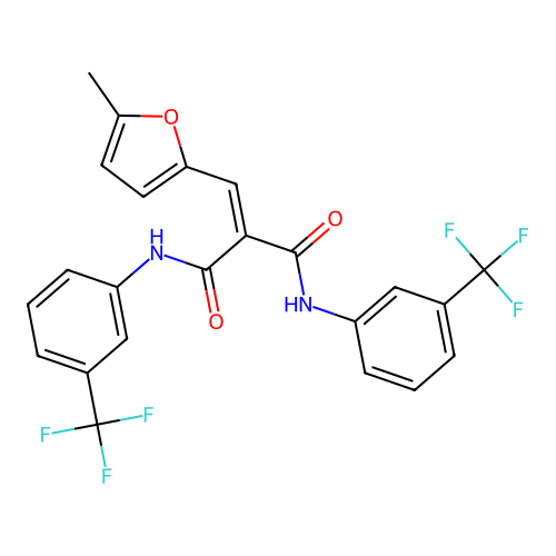 2-[(5-methylfuran-2-yl)methylidene]-N,N'-bis[3-(trifluoromethyl)phenyl]propanediamide structure