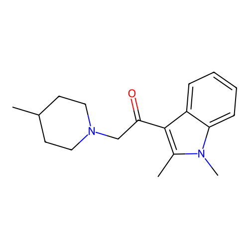 1-(1,2-dimethyl-1H-indol-3-yl)-2-(4-methylpiperidin-1-yl)ethanone structure