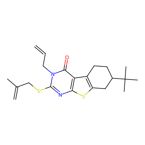 3-allyl-7-(tert-butyl)-2-((2-methylallyl)thio)-5,6,7,8-tetrahydrobenzo[4,5]thieno[2,3-d]pyrimidin-4(3H)-one structure