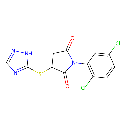 1-(2,5-dichlorophenyl)-3-(4H-1,2,4-triazol-3-ylsulfanyl)pyrrolidine-2,5-dione structure