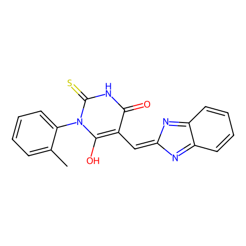 (5Z)-5-(1H-benzimidazol-2-ylmethylidene)-1-(2-methylphenyl)-2-sulfanylidene-1,3-diazinane-4,6-dione structure