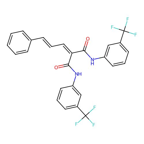 2-cinnamylidene-N,N'-bis[3-(trifluoromethyl)phenyl]propanediamide structure