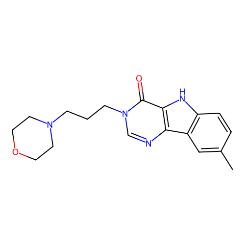 8-methyl-3-[3-(morpholin-4-yl)propyl]-3,5-dihydro-4H-pyrimido[5,4-b]indol-4-one structure