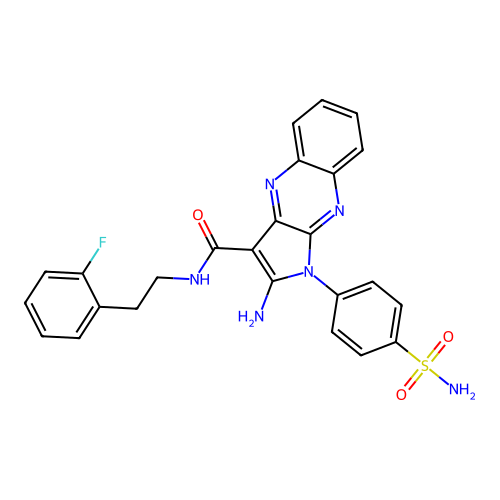 2-amino-N-(2-fluorophenethyl)-1-(4-sulfamoylphenyl)-1H-pyrrolo[2,3-b]quinoxaline-3-carboxamide structure