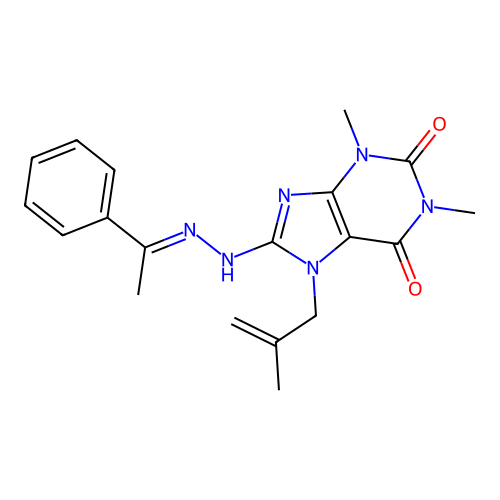 1,3-DIMETHYL-7-(2-METHYL-2-PROPENYL)-8-[(2E)-2-(1-PHENYLETHYLIDENE)HYDRAZINO]-3,7-DIHYDRO-1H-PURINE-2,6-DIONE structure