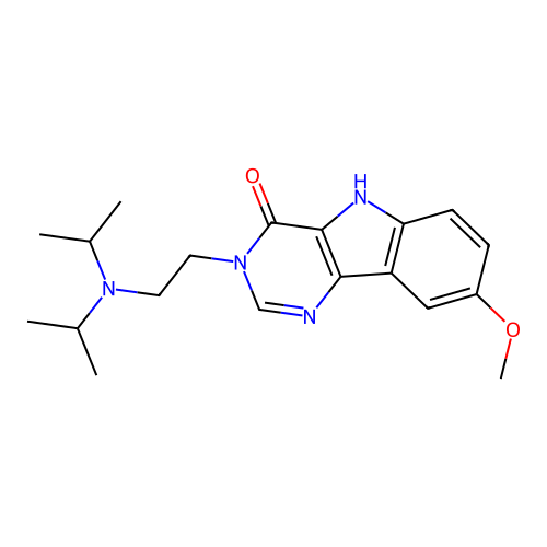 3-(2-(diisopropylamino)ethyl)-8-methoxy-3H-pyrimido[5,4-b]indol-4(5H)-one structure