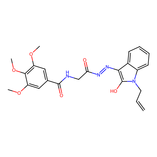 (E)-N-(2-(2-(1-allyl-2-oxoindolin-3-ylidene)hydrazinyl)-2-oxoethyl)-3,4,5-trimethoxybenzamide structure