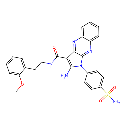2-amino-N-(2-methoxyphenethyl)-1-(4-sulfamoylphenyl)-1H-pyrrolo[2,3-b]quinoxaline-3-carboxamide structure