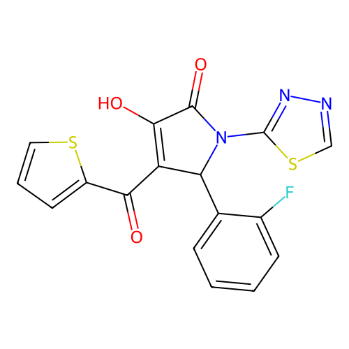5-(2-Fluorophenyl)-3-hydroxy-1-(1,3,4-thiadiazol-2-yl)-4-(thiophene-2-carbonyl)-1,5-dihydro-2H-pyrrol-2-one structure