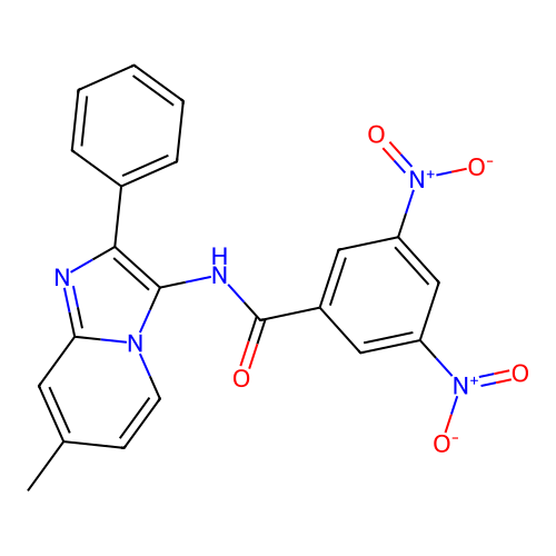 N-(7-methyl-2-phenylimidazo[1,2-a]pyridin-3-yl)-3,5-dinitrobenzamide structure