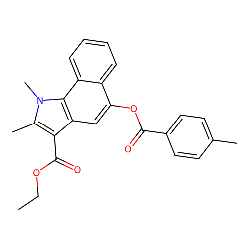 ethyl 1,2-dimethyl-5-((4-methylbenzoyl)oxy)-1H-benzo[g]indole-3-carboxylate structure