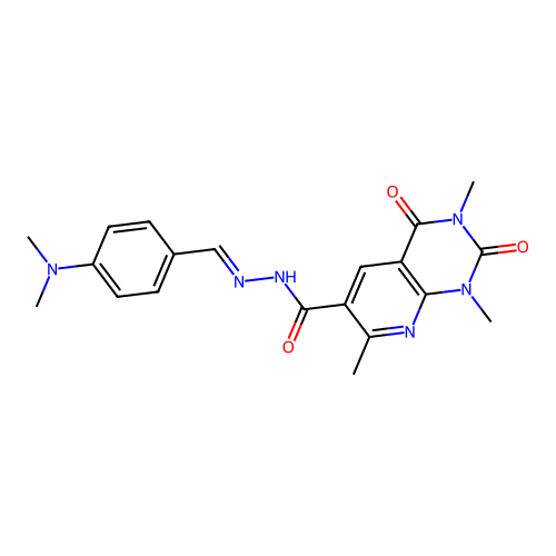 (E)-N'-(4-(dimethylamino)benzylidene)-1,3,7-trimethyl-2,4-dioxo-1,2,3,4-tetrahydropyrido[2,3-d]pyrimidine-6-carbohydrazide structure