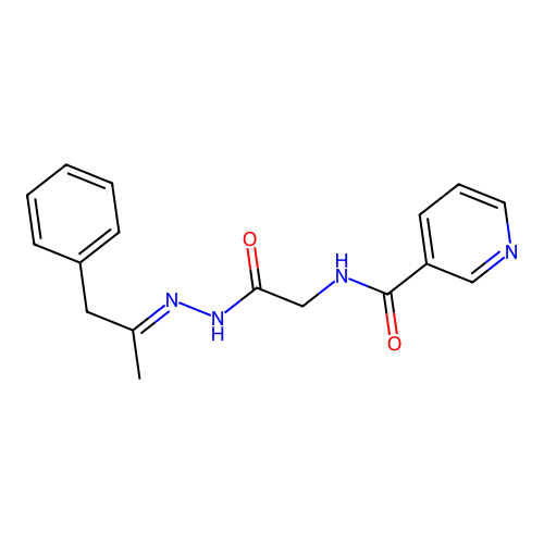 (E)-N-(2-oxo-2-(2-(1-phenylpropan-2-ylidene)hydrazinyl)ethyl)nicotinamide structure
