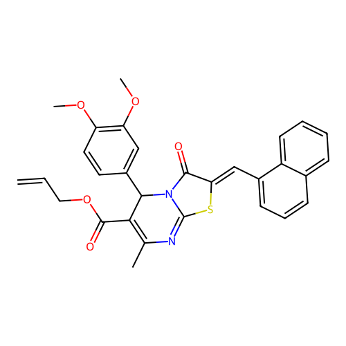 (Z)-allyl 5-(3,4-dimethoxyphenyl)-7-methyl-2-(naphthalen-1-ylmethylene)-3-oxo-3,5-dihydro-2H-thiazolo[3,2-a]pyrimidine-6-carboxylate structure