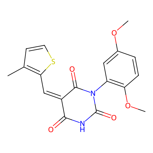 (5Z)-1-(2,5-dimethoxyphenyl)-5-[(3-methylthiophen-2-yl)methylidene]-1,3-diazinane-2,4,6-trione structure