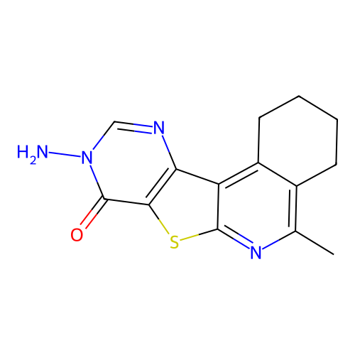 9-amino-5-methyl-1,2,3,4-tetrahydropyrimido[4',5':4,5]thieno[2,3-c]isoquinolin-8(9H)-one structure
