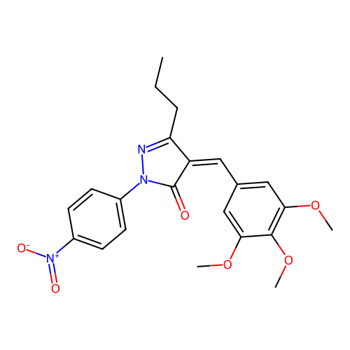 (4Z)-2-(4-nitrophenyl)-5-propyl-4-[(3,4,5-trimethoxyphenyl)methylidene]pyrazol-3-one structure