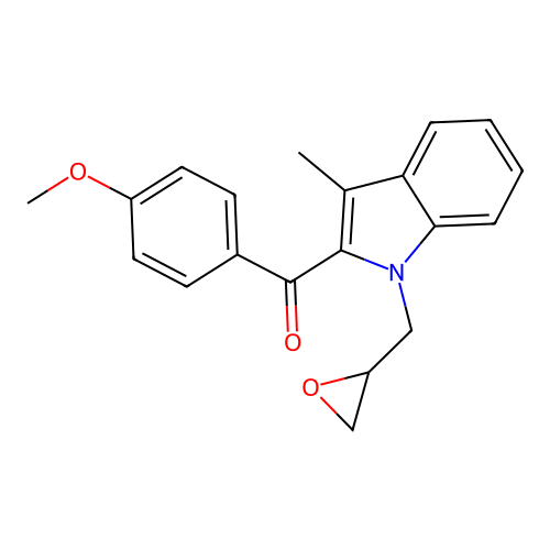 (4-methoxyphenyl)(3-methyl-1-(oxiran-2-ylmethyl)-1H-indol-2-yl)methanone structure